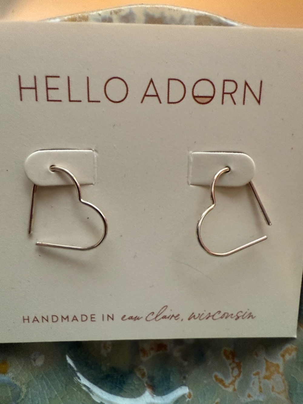 Hello Adorn Silver Heart Wire Hoop Earrings - Picture 2 of 2